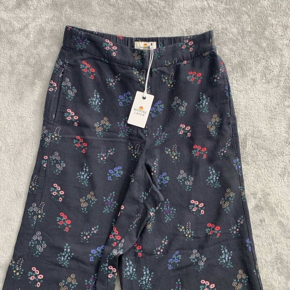 Marine Layer Kiley Pants Womens XS Black India Floral Print Casual Wide Leg Boho - Picture 10 of 14